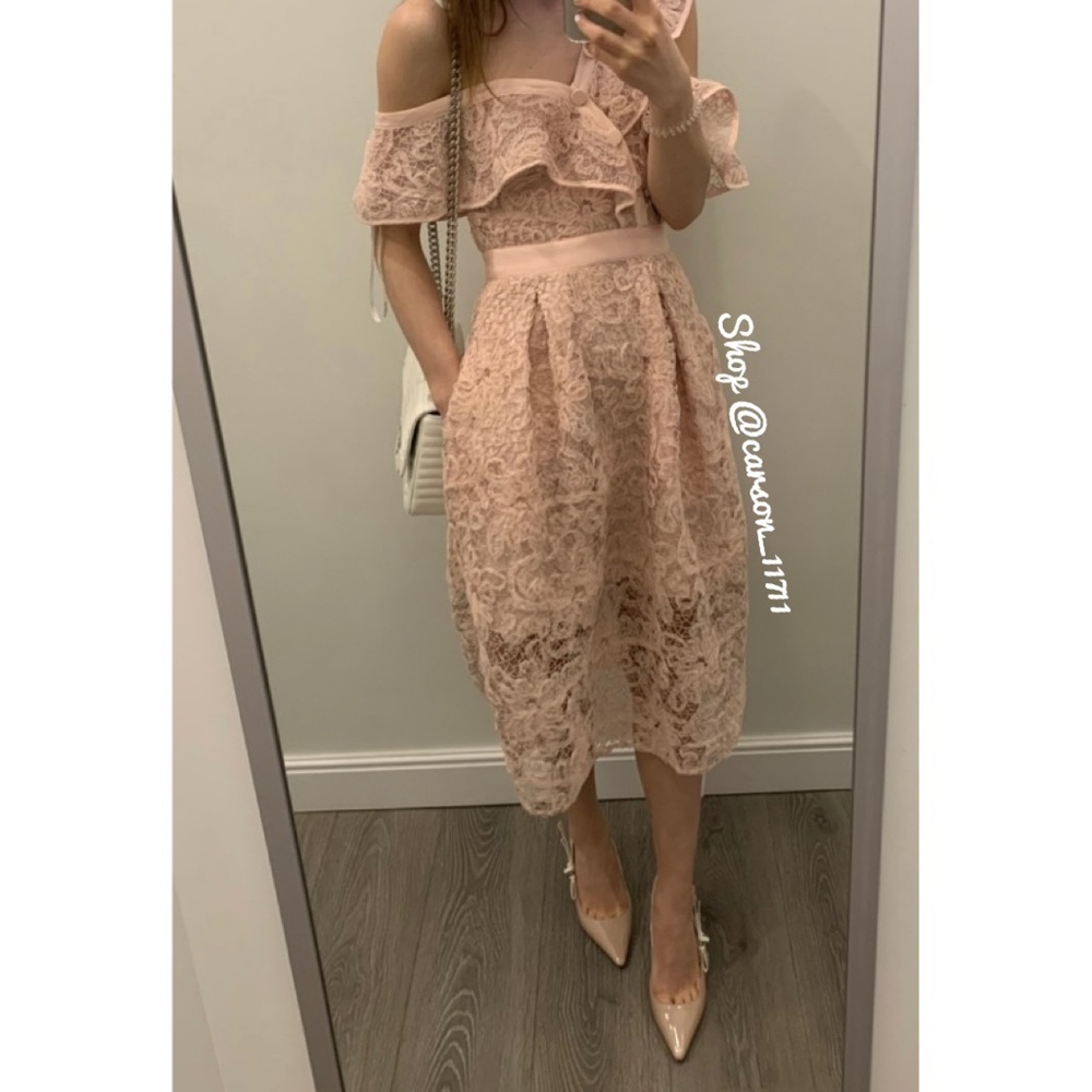 NWT Self Portrait Off Shoulder Mesh Dress US8 - Picture 4 of 15